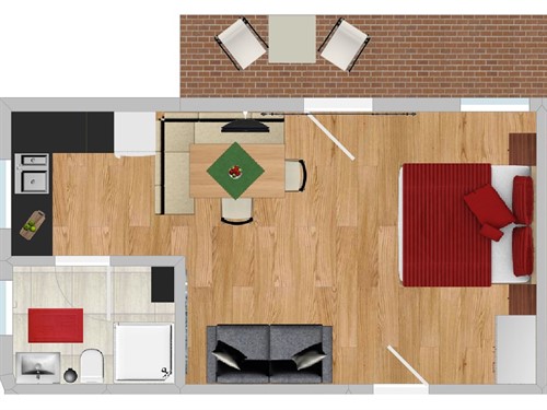 One Room Flat Plan De Corones